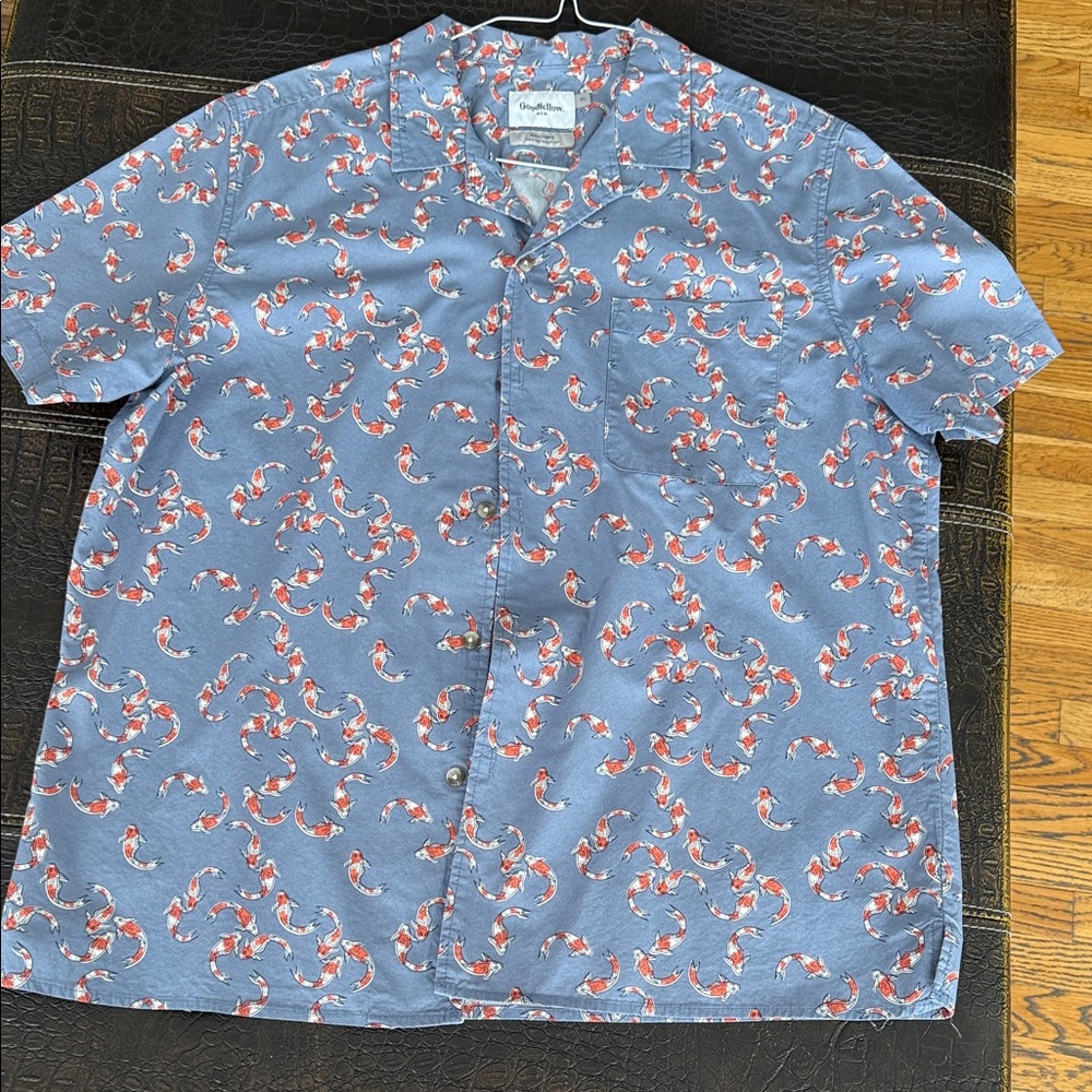 Goodfellow & Co Blue and Red Patterned Casual Button Down Shirt